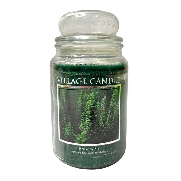 Village Candle Balsam Fir Green Scented Large Apothecary Jar Candle 21.25 oz NEW - Picture 1 of 7